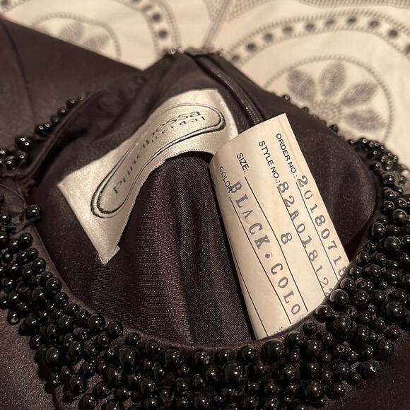 Principessa Bridal Black Printed Hi/Lo Fit & Flare Pleated Dress size 8 - Picture 11 of 15